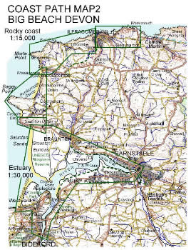 Coast Path Walking Map: Big Beach Devon