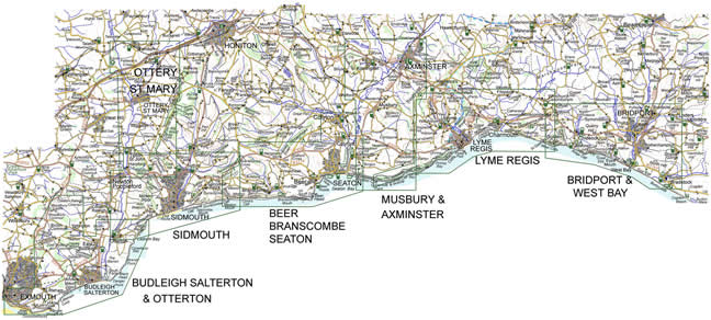 Walking Maps of East Devon: Areas Covered