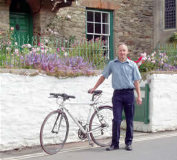Mike Harrison outside Rose Cottage in Croyde