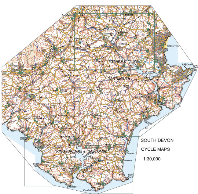Cycle maps of South Devon at 1:30,000: Areas Covered